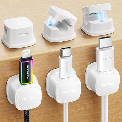 Rocoren 6-Pack Magnetic Cable Clips Cord Organizer by Rocoren