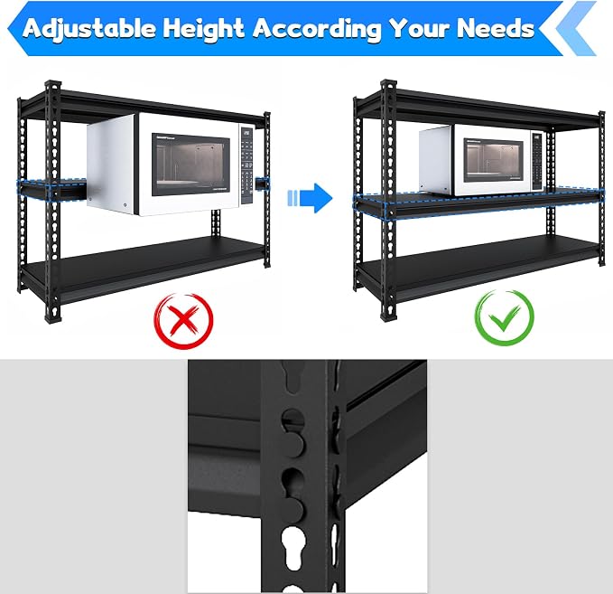 48" W Garage Shelving Heavy Duty, 1500LBS Loads Adjustable Garage Storage - Image 7