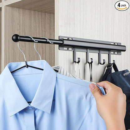 BaiNong Valet Rod for Closets Pull Out 12" Black by BaiNong