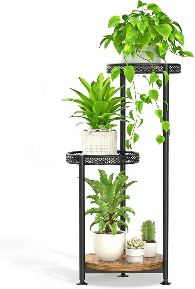 Oppro 3 Tier Large Plant Stand Indoor Outdoor Clearance, Metal Flower Shelf Pot by Oppro