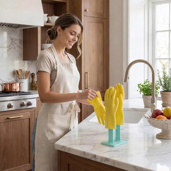 Kitchen Dish Glove Holder Reusable Plastic Dishwashing Gloves Drying Rack - Image 5