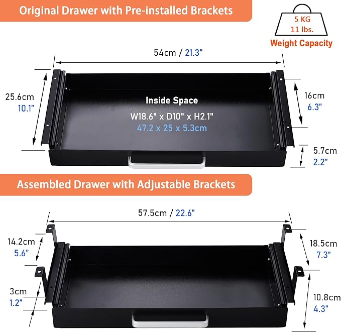 Under Desk Drawer Organizer 21" Black Upgraded - Image 4