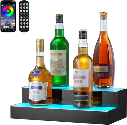 VEVOR LED Lighted Liquor Bottle Display, 2 Tiers 16 Inch Commercial Illuminated by VEVOR