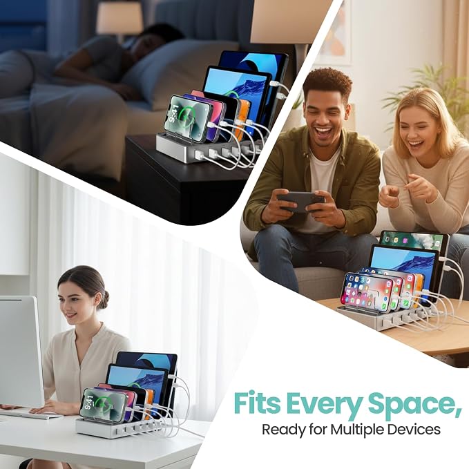 300W Fast Charging Station for Multiple Devices, 6 Port USB Charging Hub - Image 5