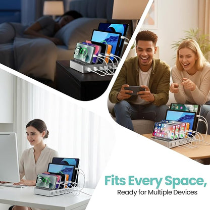 300W Fast Charging Station for Multiple Devices, 6 Port USB Charging Hub - Image 5