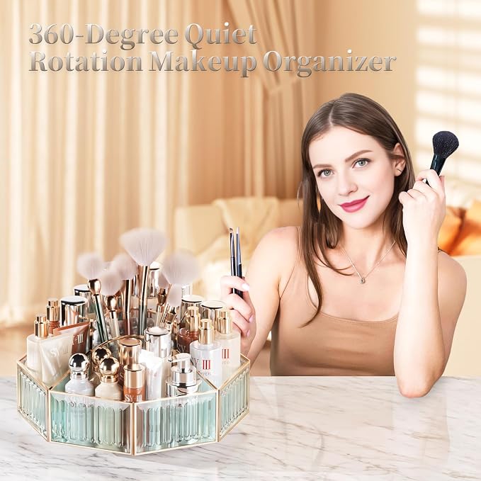360° Rotating Makeup Organizer Spinning Vanity Organizer - Image 5