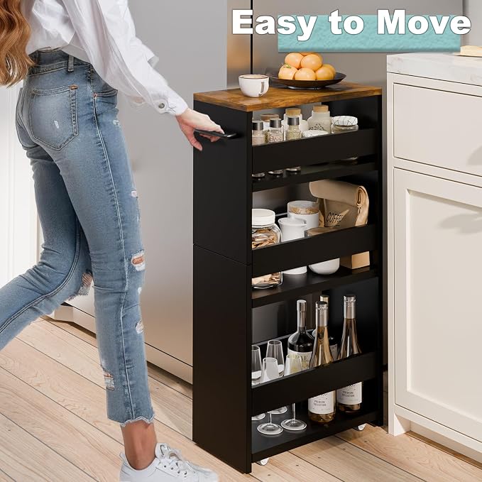 MARTY Rolling Storage Cart 7.9" W, 4-Tier Kitchen Cart - Image 2