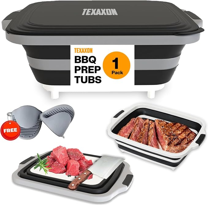 8L/16L BBQ Prep Tub with Cutting Board, Lid & Complimentary Mitts/Gloves – - Image 2