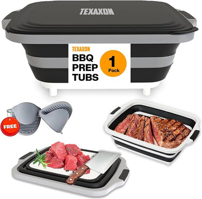 8L/16L BBQ Prep Tub with Cutting Board, Lid & Complimentary Mitts/Gloves – - Image 2