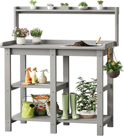 ONBRILL Potting Bench, Outdoor Potting Bench Table by ONBRILL