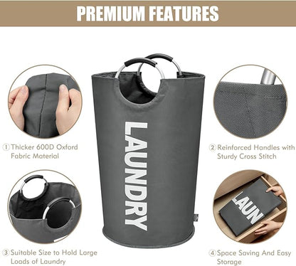 DOKEHOM 90L Large Laundry Basket, Collapsible Laundry Bag, Freestanding Tall - Image 7