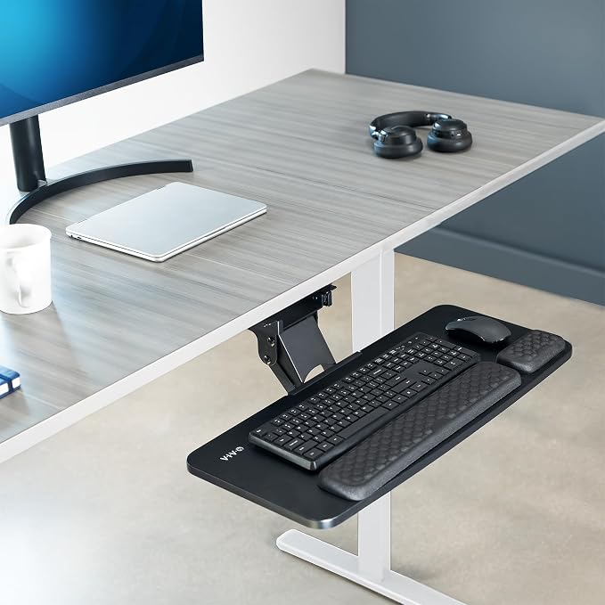 VIVO Premium Adjustable 27 x 11 inch Computer Keyboard and Mouse Platform Tray - Image 2