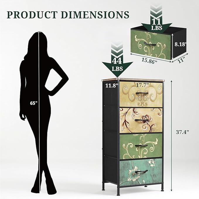 4 Drawers Dresser for Bedroom Fabric Storage Tower - Image 3
