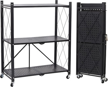 COKIHOM 3-Tier Folding Shelf, No Assembly Metal Shelving Unit by Unknown