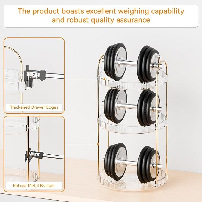 360° Rotating Makeup Organizer, Large Capacity 3 Tier Perfume Skincare Clear - Image 4