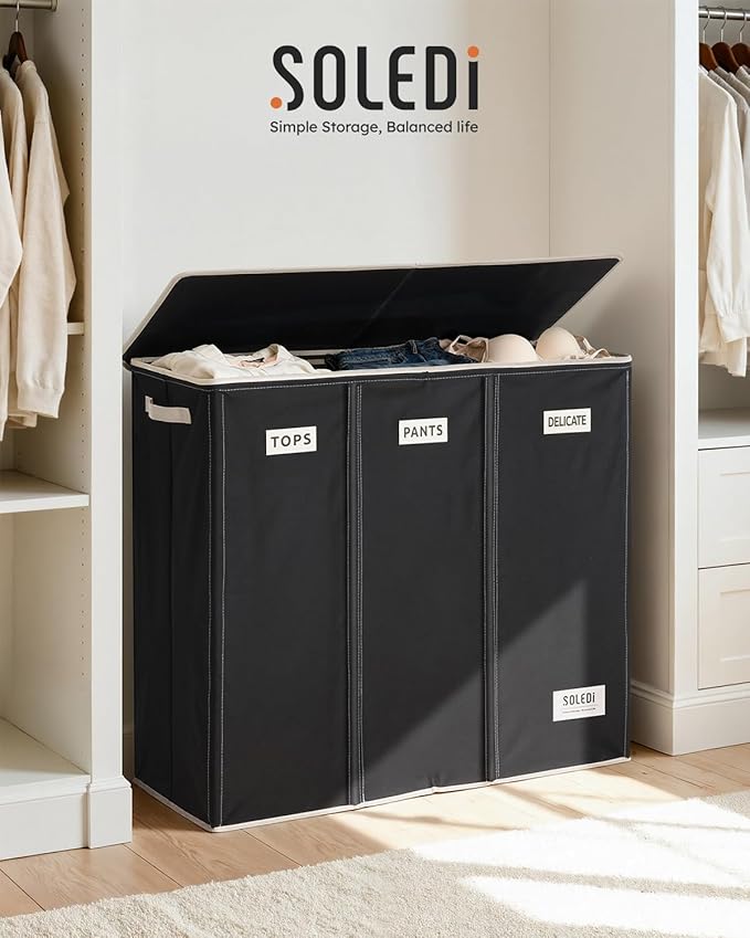 SOLEDI 200L 3-Section Laundry Hamper - Image 7
