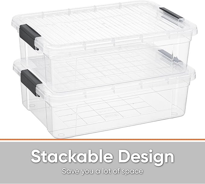 Superio Clear Storage Box with Lid, 13.7 Quart Plastic Container Bins - Image 5