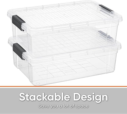 Superio Clear Storage Box with Lid, 13.7 Quart Plastic Container Bins - Image 5