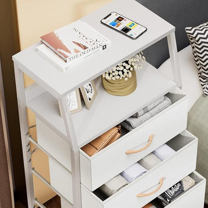 Furnulem Tall Nightstand with 4 Fabric Drawers, Small Dresser - Image 5