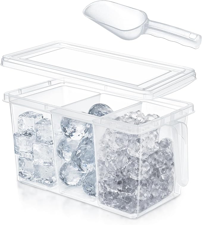 Havawish 3 Divided Ice Bin for Freezer Bucket Ice Container for Freezer by Havawish