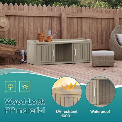 ROJIK Shoe Cabinet Waterproof UV-Resistant, Storage Bench Indoor Outdoor - Image 6