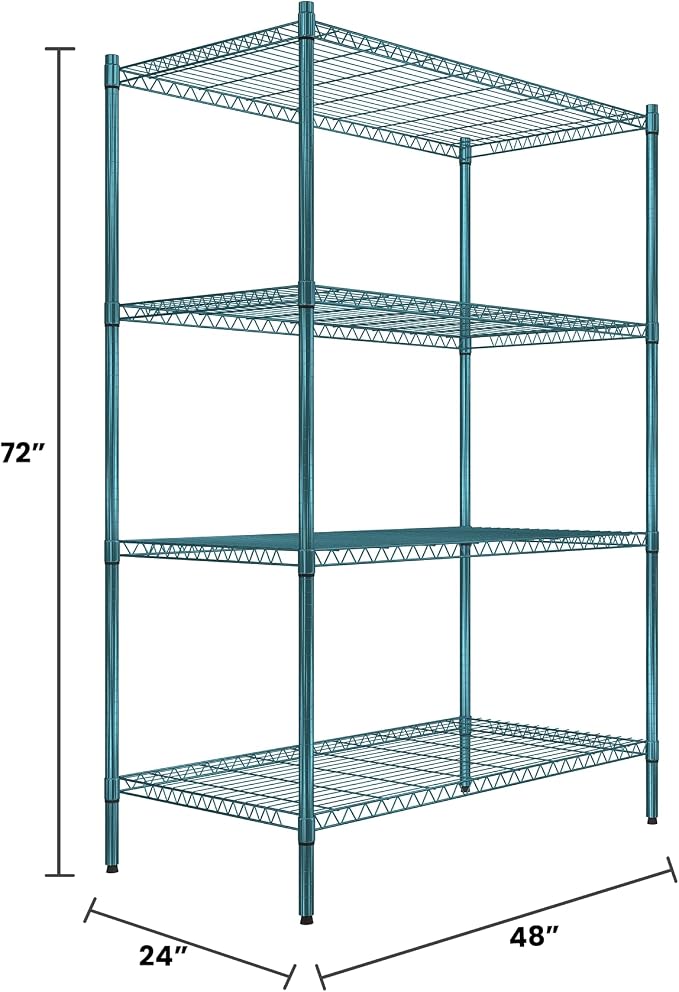 Quantum Storage Systems RWR72-2448LDP Adjustable Wire Green Epoxy 4 Shelves 72" - Image 2