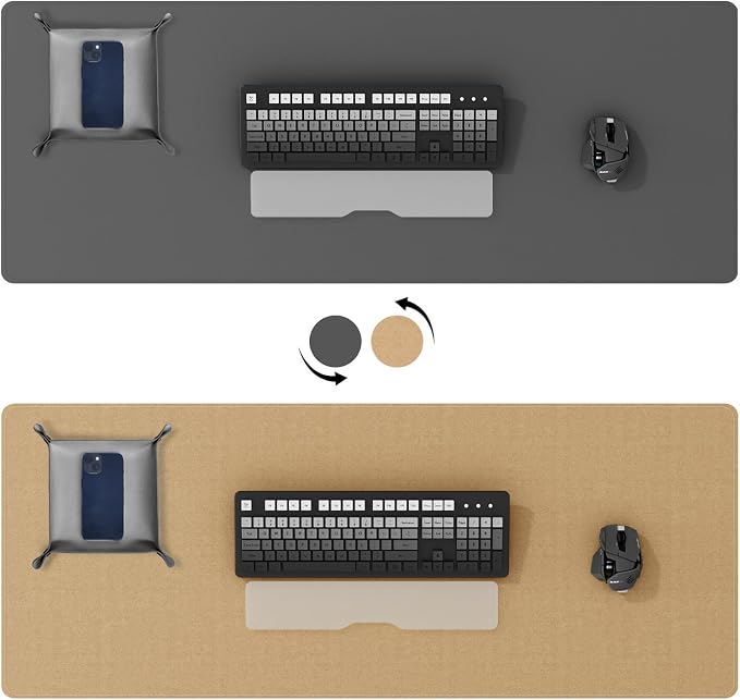 DAWNTREES Dual Sided Desk Mat, Leather Desk Pad, Cork Desk Mat Protector - Image 2