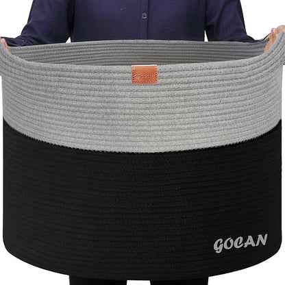 Extra Large Storage Laundry Basket 22" X 22"X 14" Cotton Rope Woven Basket by GOCAN