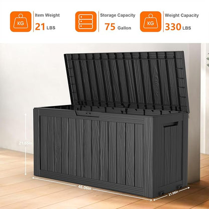 75 Gallon Large Deck Box, Resin Outdoor Storage Box - Image 3