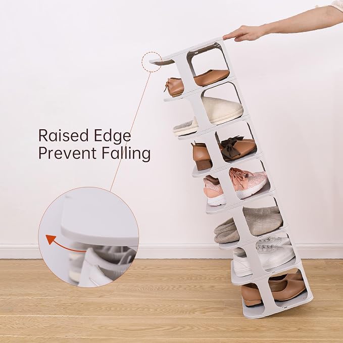 HAIXIN Small Shoe Rack for Closet Grey 5-Tier Shoe Organizer | Compact Size for - Image 7