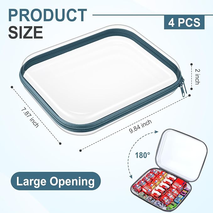 Hoolerry 4 Pcs Hard Clear Zipper Case Makeup Bags Plastic Pencil Pouch - Image 2