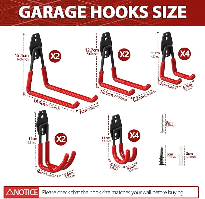 3-H Garage Wall Hooks 34 Pack, Garage Hooks Heavy Duty - Image 2