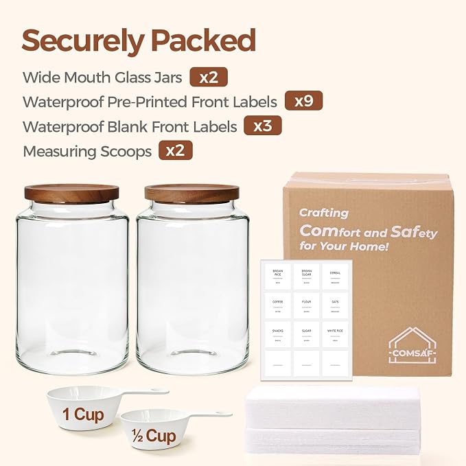 ComSaf 2Pcs Wide-Mouth Flour Sugar Storage Containers - Image 9