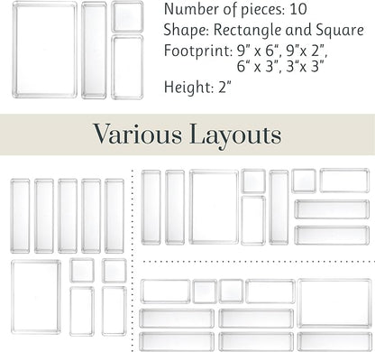 STORi SimpleSort 10-Piece Stackable Clear Drawer Organizer Set | Multi-size - Image 5