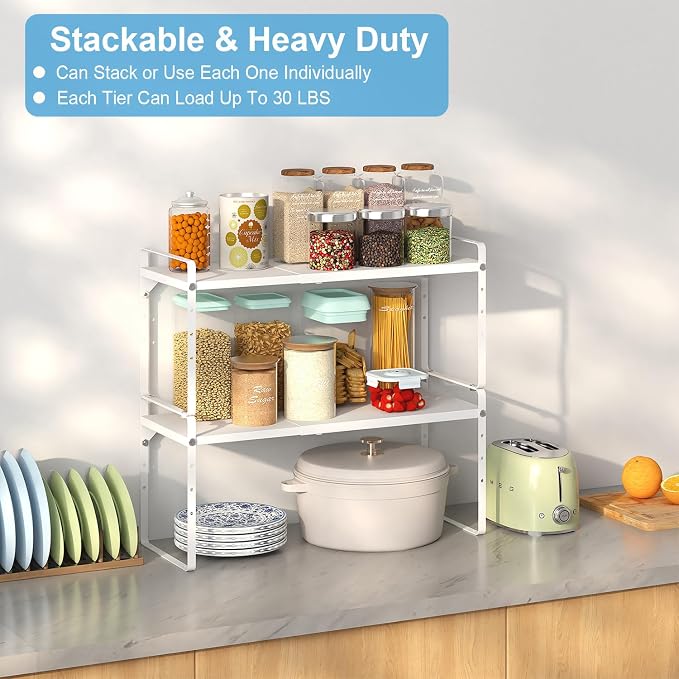 15.5 to 25.5 Inch Kitchen Cabinet Shelf Organizers, Adjustable Kitchen Counter - Image 5