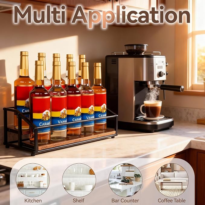 Coffee Syrup Organizer Rack, Liquor Bottle Display Shelf, 2 Tier 10 Syrup - Image 8