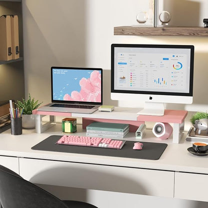 WESTREE Dual Monitor Stand Riser, Wood and Steel Monitor Stand Riser, Computer - Image 6