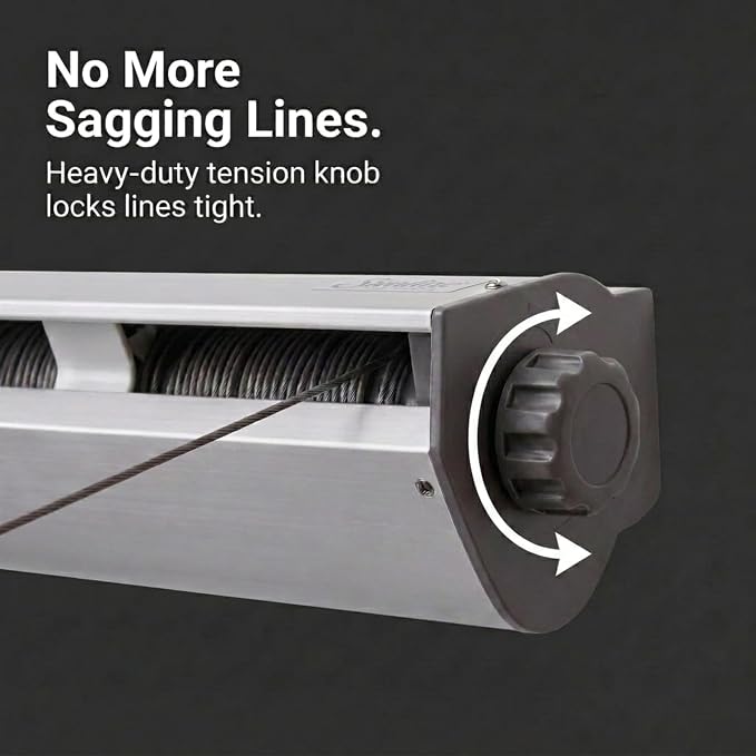 Household Essentials Steel and Aluminum 5‑Line Retractable Wall‑Mounted Dryer - Image 4
