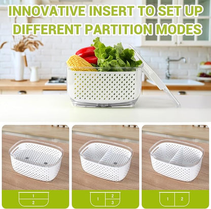 LUXEAR Fresh Produce Vegetable Fruit Storage Containers 3Piece Set, Partitioned - Image 5