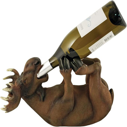True Mischievous Moose Polyresin Wine Bottle Holder by True