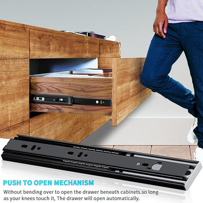 YENUO Push to Open Drawer Slides Full Extension 12–24 Inch 100 LB | Side Mount - Image 4