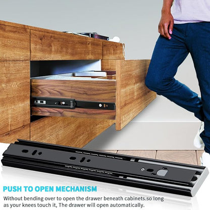 YENUO Push to Open Drawer Slides Full Extension 12–24 Inch 100 LB | Side Mount - Image 6