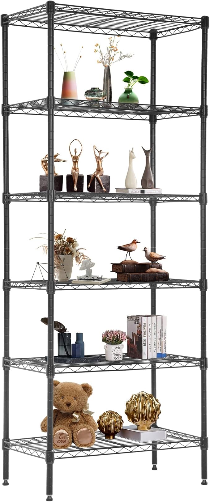 FDW 6 Tier Wire Shelving Units Adjustable Metal Storage Rack 23L x 13W x 59H by FDW