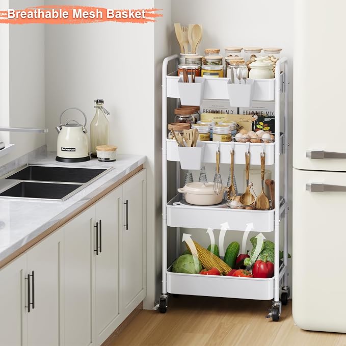 Heavy Duty 4 Tier Rolling Storage Cart Metal - Image 4