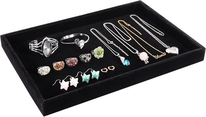 Mornajina 13.8" x 9.5" Velvet Jewelry Tray Jewelry Display Tray, Stackable - Image 4