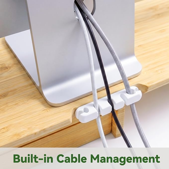 Bamboo Dual Monitor Stand, 39.3 inch Computer Monitor Riser - Image 4