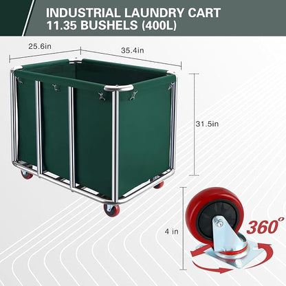 Commercial Laundry Cart with Wheels, 11.35 Bushel Commercial Laundry Hamper - Image 3