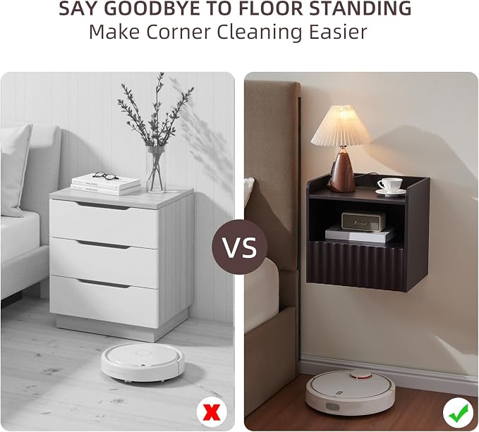 Modern Fluted Floating Nightstand Wall Mounted - Image 5