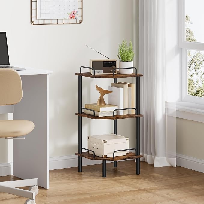 Tajsoon Corner Shelf Stand, 3 Tier Industrial Corner Shelves, Corner Shelving - Image 9