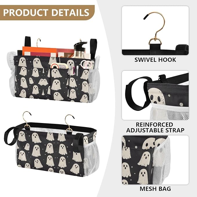 Cute Halloween Ghost Blacck Bedside Caddy - Image 5